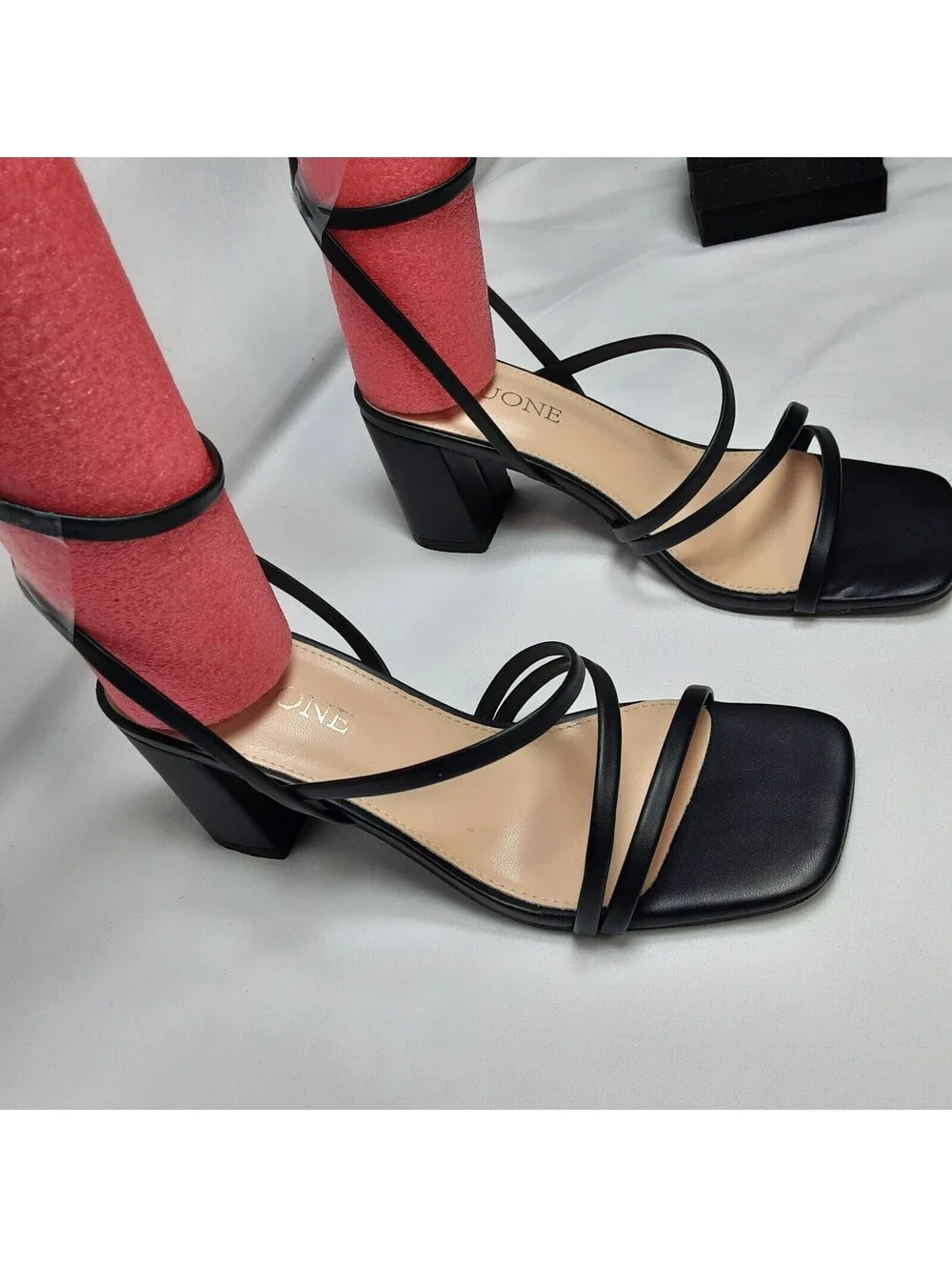 LACUONE - Strappy Heels - Women - Block - Square Toe - Size 6